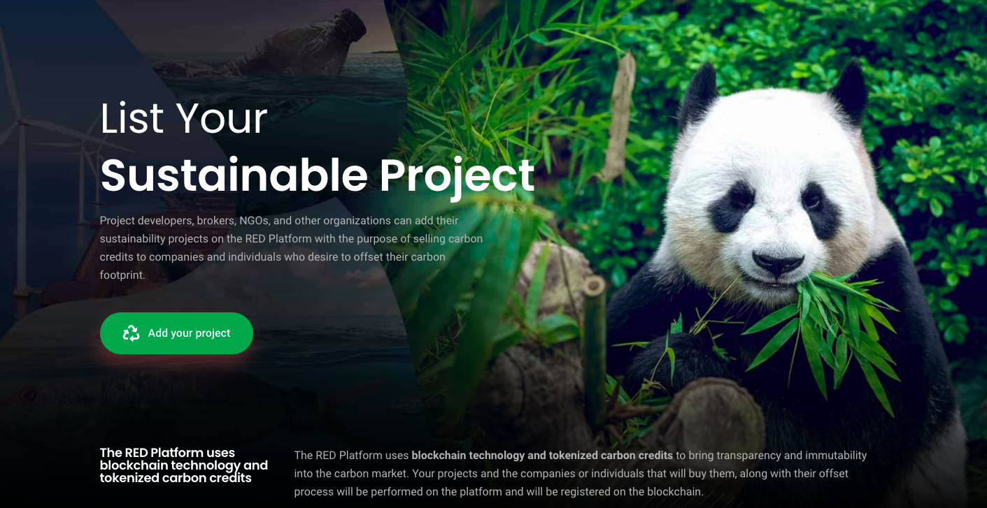List sustainable projects on RED Platform